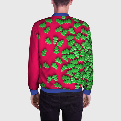 Мужской бомбер Веселые елочки / 3D-Синий – фото 4