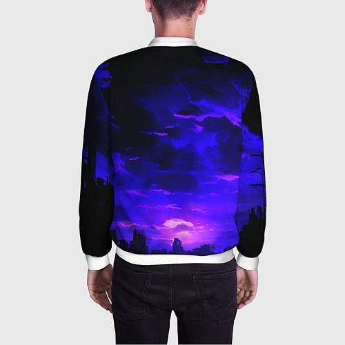 Мужской бомбер Фиолетовый апокалиптический закат / 3D-Белый – фото 4