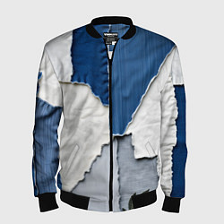 Бомбер мужской Сине-белый пэчворк, цвет: 3D-черный