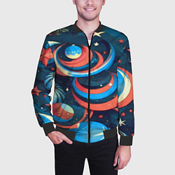 Бомбер мужской Абстракция ёлочных игрушек, цвет: 3D-черный — фото 2