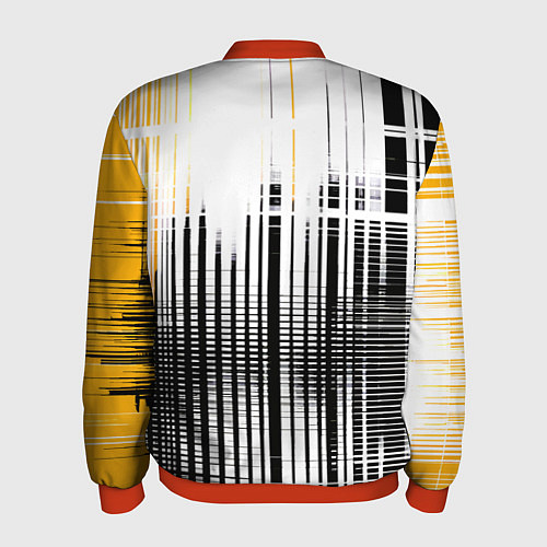 Мужской бомбер Жёлто-чёрный гранж на белом фоне / 3D-Красный – фото 2