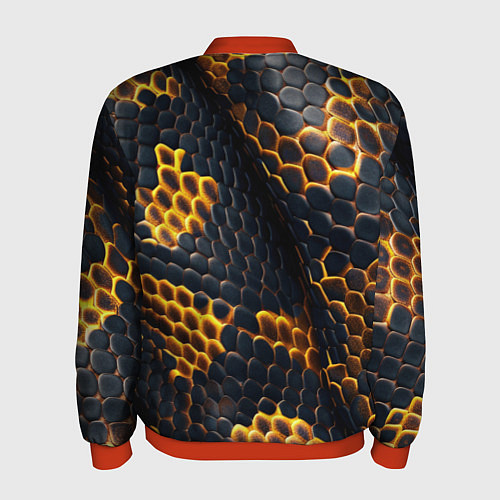 Мужской бомбер Текстура змеи / 3D-Красный – фото 2