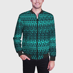 Бомбер мужской Бирюзовый узоры, цвет: 3D-черный — фото 2