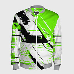 Бомбер мужской Diagonal black and green stripes on a white backgr, цвет: 3D-меланж