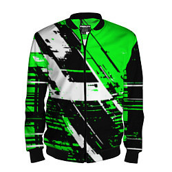 Мужской бомбер Diagonal black and white stripes on a green backgr