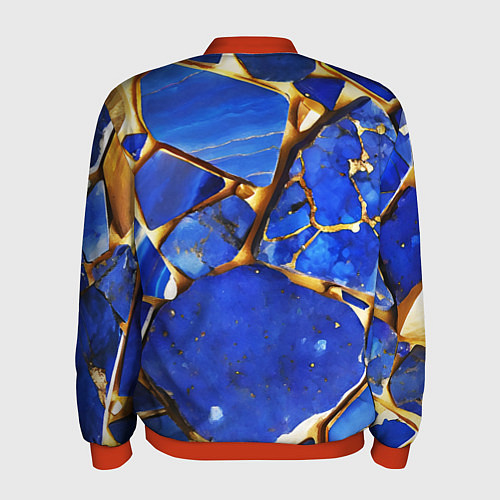 Мужской бомбер A gold mineral in a blue stone / 3D-Красный – фото 2