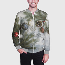 Бомбер мужской Новогодние ветки, цвет: 3D-меланж — фото 2