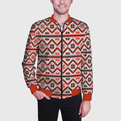 Бомбер мужской Этническая вышивка, цвет: 3D-красный — фото 2