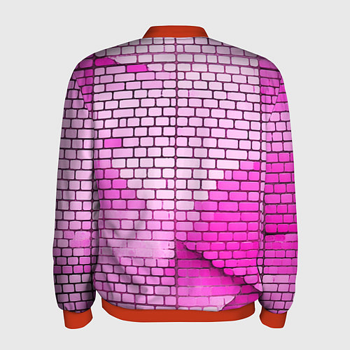 Мужской бомбер Розовые кирпичики / 3D-Красный – фото 2