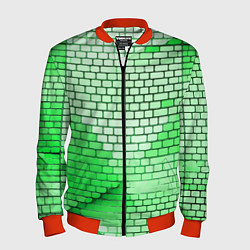 Бомбер мужской Зелёные кирпичики, цвет: 3D-красный