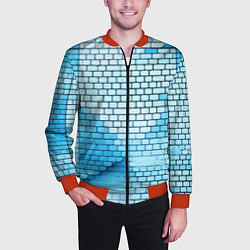 Бомбер мужской Синие кирпичики, цвет: 3D-красный — фото 2