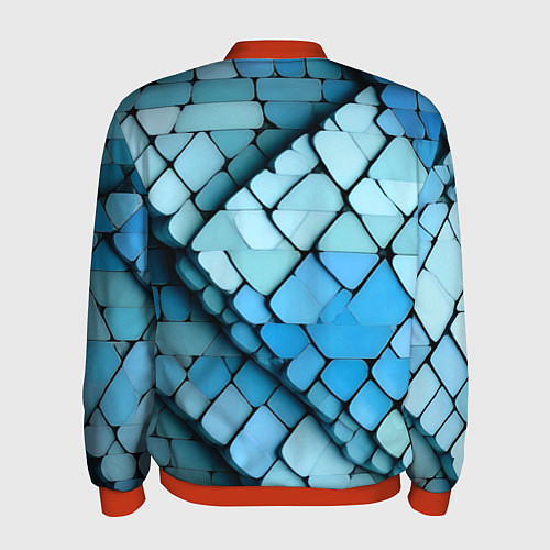 Мужской бомбер Синие рельефные плитки / 3D-Красный – фото 2
