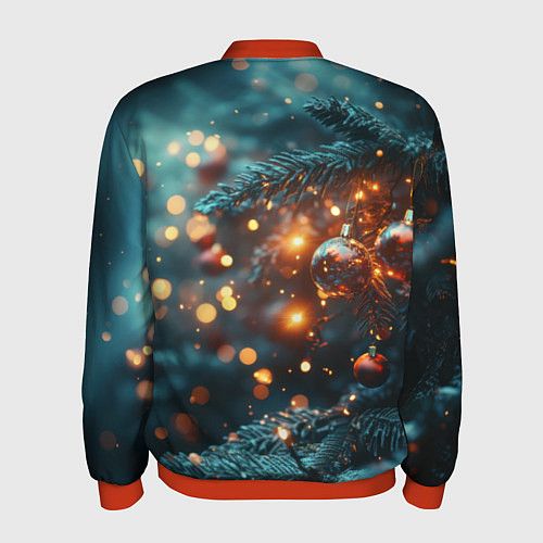 Мужской бомбер Елочные шары и боке / 3D-Красный – фото 2