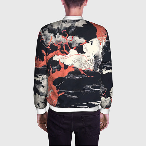 Мужской бомбер Паттерн с деревьями в японском стиле - нейросеть / 3D-Белый – фото 4