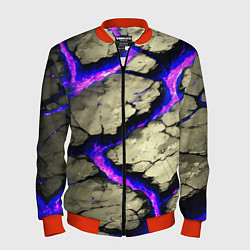 Бомбер мужской Треснувший камень фиолетовый, цвет: 3D-красный