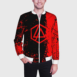 Бомбер мужской Linkin park краски всплеск текстура, цвет: 3D-белый — фото 2