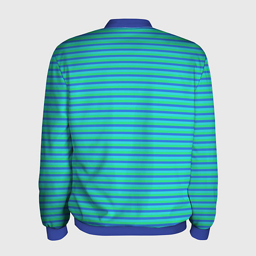 Мужской бомбер Полосатый сине-зелёный / 3D-Синий – фото 2