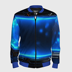 Бомбер мужской Синяя неоновая атмосфера, цвет: 3D-синий