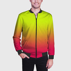 Бомбер мужской Градиент салатовый в розовый, цвет: 3D-черный — фото 2
