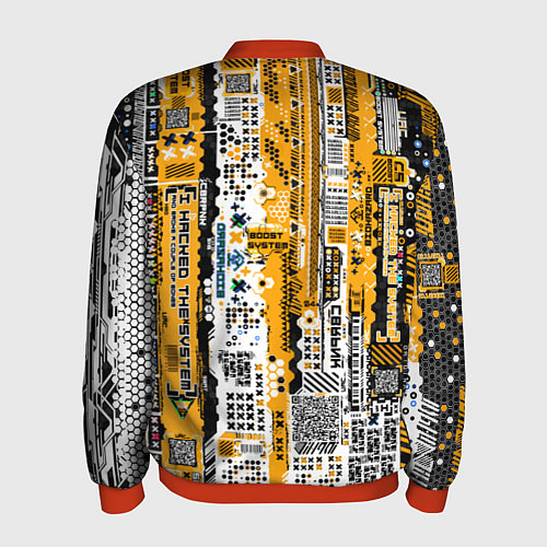 Мужской бомбер Cyberpunk pattern yellow / 3D-Красный – фото 2
