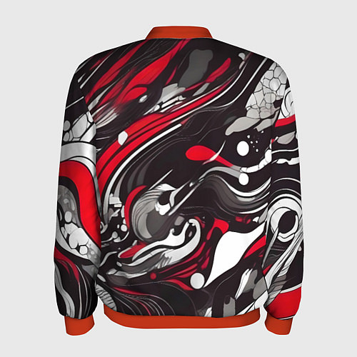 Мужской бомбер Красно-белые волны / 3D-Красный – фото 2