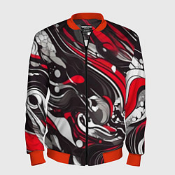 Бомбер мужской Красно-белые волны, цвет: 3D-красный