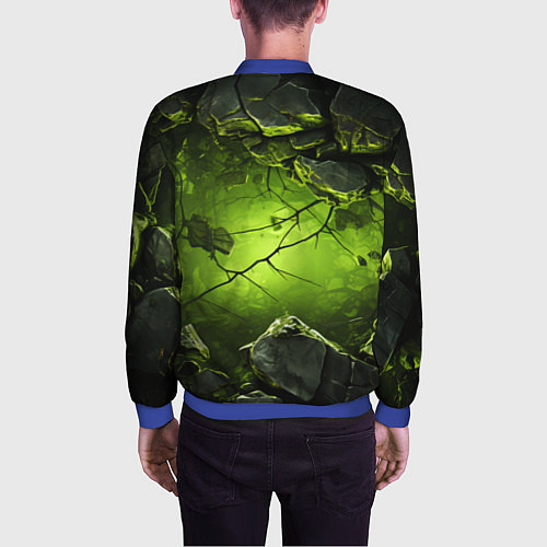 Мужской бомбер Зеленые разбитые плиты / 3D-Синий – фото 4