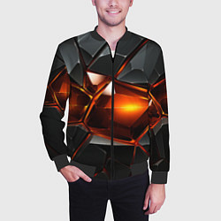 Бомбер мужской Красные стекла и черные камни - текстура, цвет: 3D-черный — фото 2