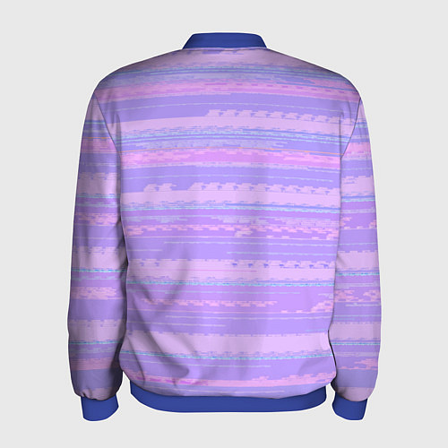 Мужской бомбер Нежный сиреневый полосатый / 3D-Синий – фото 2