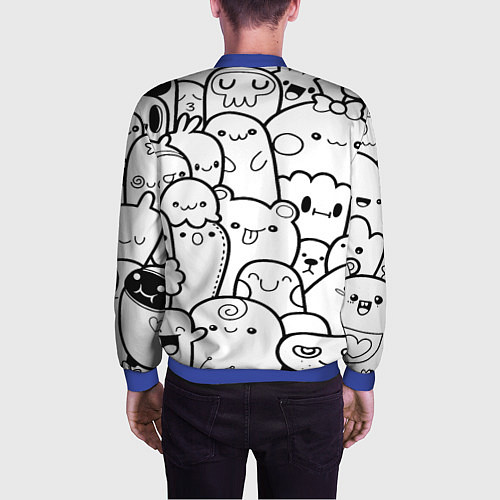 Мужской бомбер Doodle monsters / 3D-Синий – фото 4