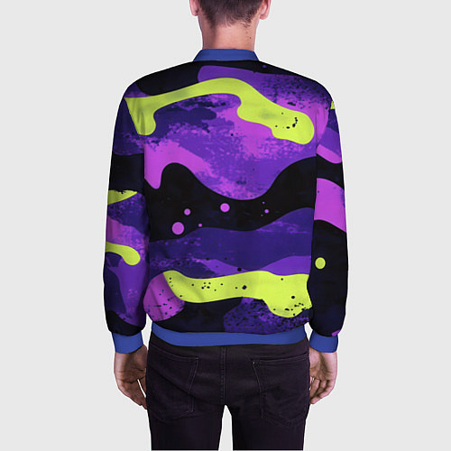 Мужской бомбер Черно-фиолетовый камуфляж и золотой герб РФ / 3D-Синий – фото 4