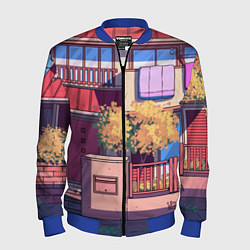Бомбер мужской Lo-fi японский стиль улица, цвет: 3D-синий