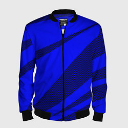 Бомбер мужской Синий ультрамарин полосы абстракция, цвет: 3D-черный