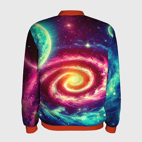 Мужской бомбер Spiral galaxy - neon glow / 3D-Красный – фото 2