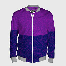 Бомбер мужской Фиолетовый синий узор с абстрактными линиями, цвет: 3D-меланж