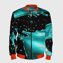 Бомбер мужской Разрыв голубой краски, цвет: 3D-красный