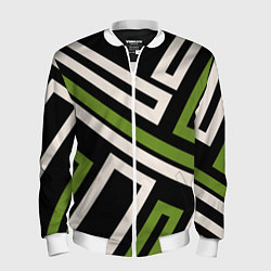 Бомбер мужской Прямоугольники по диагонали-зеленый, черный, цвет: 3D-белый