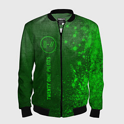 Бомбер мужской Twenty One Pilots - green gradient по-вертикали, цвет: 3D-черный