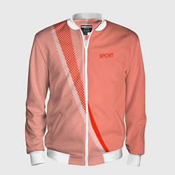 Бомбер мужской Sport персиковый с полосой, цвет: 3D-белый