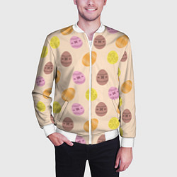 Бомбер мужской Пасха цветные яйца, цвет: 3D-белый — фото 2
