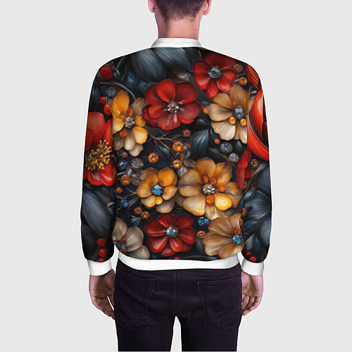 Мужской бомбер Объемные бутоны цветов / 3D-Белый – фото 4