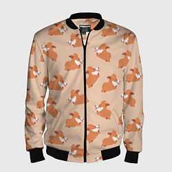 Бомбер мужской Паттерн с забавными щенками породы корги, цвет: 3D-черный