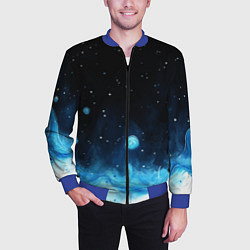 Бомбер мужской Синяя светящееся краска, цвет: 3D-синий — фото 2