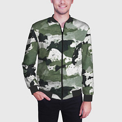 Бомбер мужской Зеленый фактурный камуфляж, цвет: 3D-черный — фото 2