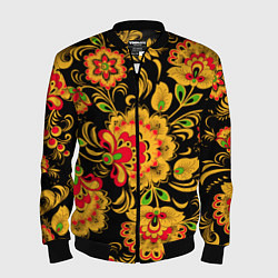 Бомбер мужской Хохлома - роспись, цвет: 3D-черный