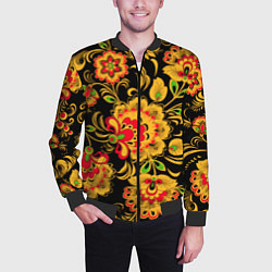 Бомбер мужской Хохлома - роспись, цвет: 3D-черный — фото 2