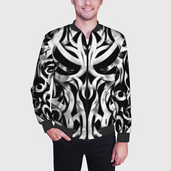 Бомбер мужской Абстрактный узор - изогнутые формы трайбл татуиров, цвет: 3D-черный — фото 2
