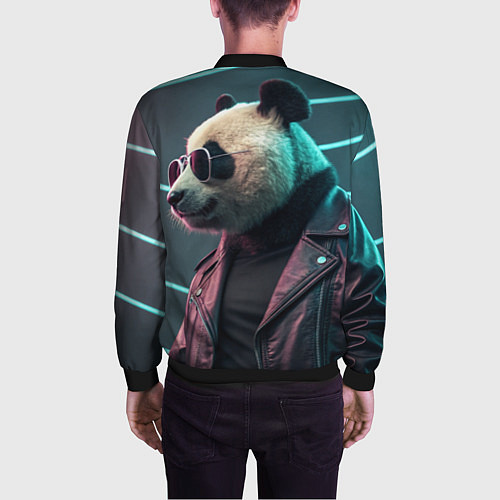Мужской бомбер Cyberpunk panda / 3D-Черный – фото 4