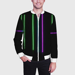 Бомбер мужской Neon stripes, цвет: 3D-белый — фото 2