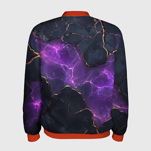 Мужской бомбер Фиолетовый разлом с молниями / 3D-Красный – фото 2